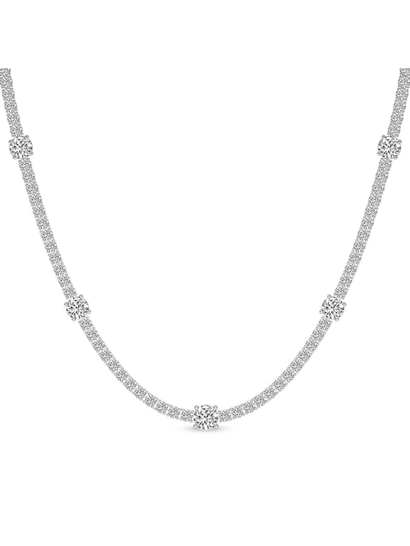 10 Carat Lab Grown Diamond Tennis Necklace in 14K White Gold