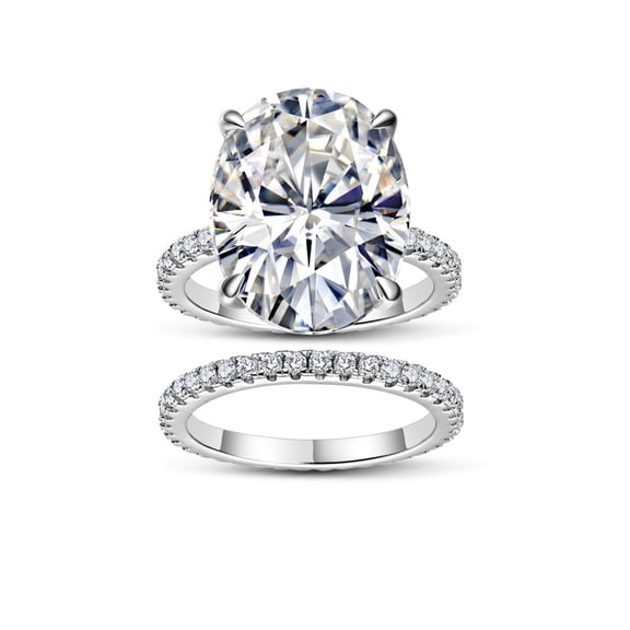 10 Carat Moissanite Bridal Ring Sets D Color VVS1 Clarity Moissanite Wedding Sets for Women 925 Sterling Silver Oval Engagement Rings for Women Size 5-9