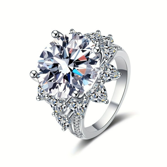10 Carat Moissanite Ring - Dazzling Wedding, Birthday, Anniversary Gift for Her - Daily Wear, Hypoallergenic, and Comfort Fit