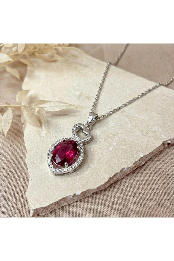 10 Carat Natural Certifed 925 Sterling Silver Red Ruby Gemstone Pendant Woman Gift