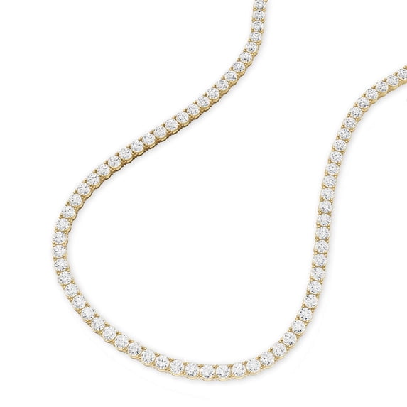 10 Carat TW Lab Grown Diamond Straight Line 4 Prong Tennis Necklace in 14K Yellow Gold - 18 Inches