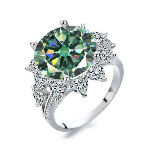 10 Carat Womens Moissanite Rings for Women 18K White Gold S925 Moissanite Wedding Band for Bridal Set Simulated Diamond Promise Ring Fiancee Lab Grown Women's Diamond Rings
