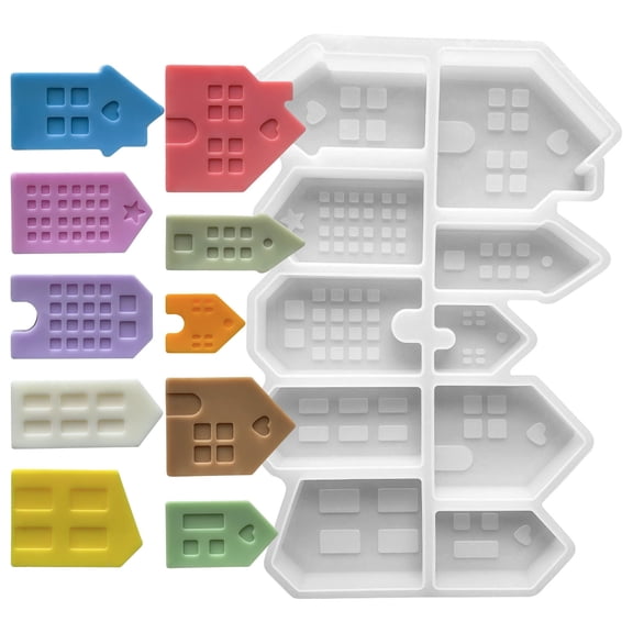 10 Cavities Cabin Silicone Molds for Epoxy Resin Soap House Shape Silicones Moulds for Home Decoration