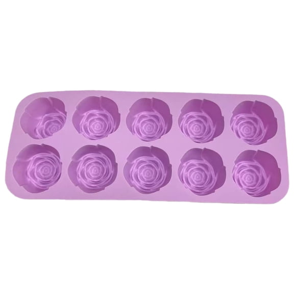 10 Cavity Rose Silicone Mold, Heat Resistant Flexible Mold for Candle Making, Soap Making, Baking, Chocolate, and Resin Crafts, Easy Release Non-Stick Cake Mold