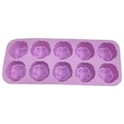 10-Cavity Rose Silicone Mold for Candles, Soap, Chocolate, Baking and Resin Crafts, Flexible Non-Stick Flower Shape Mold for DIY Cake and Home Use