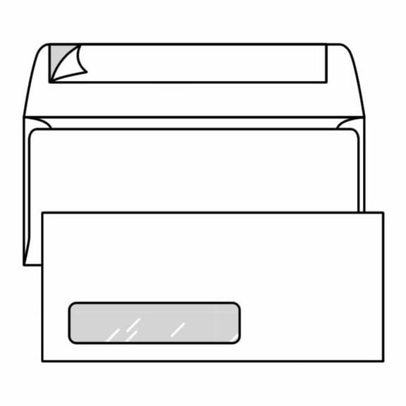 #10 Cellophane Window Business Envelopes, 4-1/8" x 9-1/2", 24#, Side Seam Plasticleer Lookins, White (Box of 500)