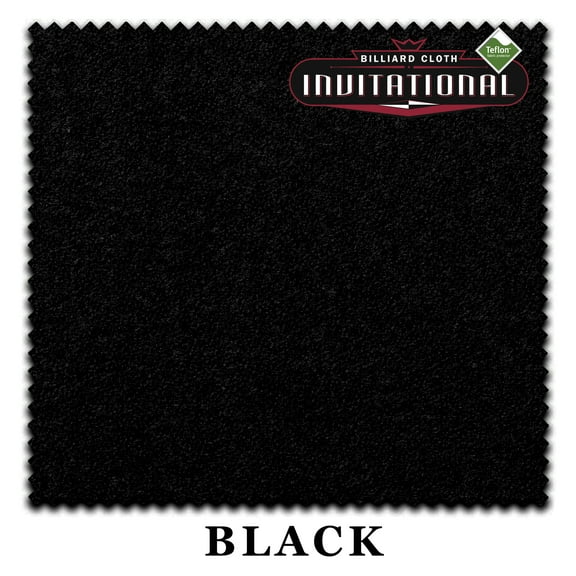 10' Championship Invitational Teflon Pool Billiard Table Felt Cloth - Black - Free Spots - AUTHORIZED DEALER