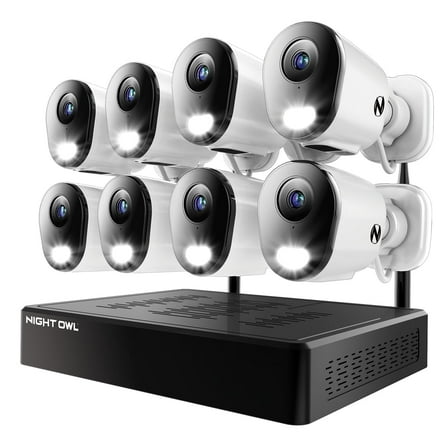 Night Owl 10 Channel 4K Wi-Fi NVR Security System with 2TB Hard Drive and 8 Wi-Fi IP 4K Deterrence Cameras with 2-Way Audio