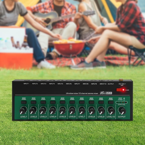 10-Channel Audio Mixer with USB Power, Compact and Durable for Small Gigs, Rehearsals, and Live Events - Scratch-Resistant, Easy to Use, Ideal for Music Lovers