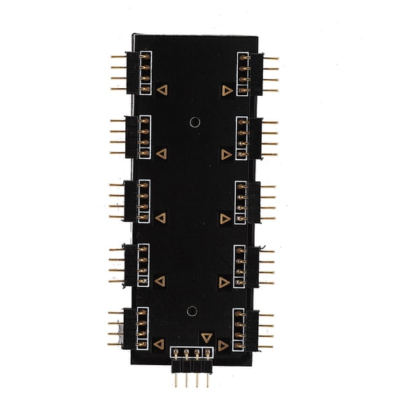 10-Channel RGB Fan Hub for Desktop PC Motherboard - 12V 4-Pin Extension Cable Splitter