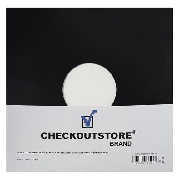 10 CheckOutStore Black Cardboard Jackets Album Cover /w Hole for 12" LP Vinyl 33 RPM Records