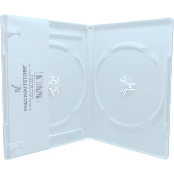 (10) CheckOutStore Premium Standard Double 2-Disc DVD Cases 14mm (White)