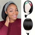 ”10”” Chic Straight Bob Wig for Women Easy Wear Headband NoLace