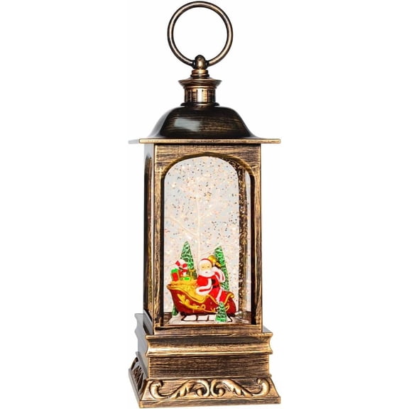 10'' Christmas Snow Globe Lantern with Music & Lights, 6H Timer, Festive Decoration & Xmas Gift(Angel)
