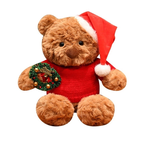10'' Christmas Teddy Bear Plush Toy, Cute Stuffed Animal Doll