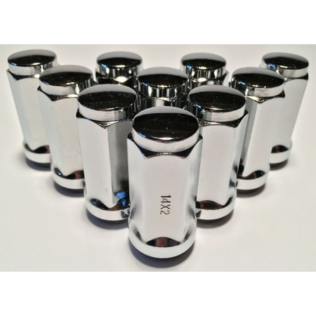 10 Chrome 14x2 Lug Nuts 1.9" Long Bulge Acorn with 3/4" Hex Ford Expedition F150