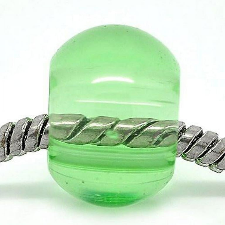 10 Clear Green Glass Murano Charm European Bead Compatible for