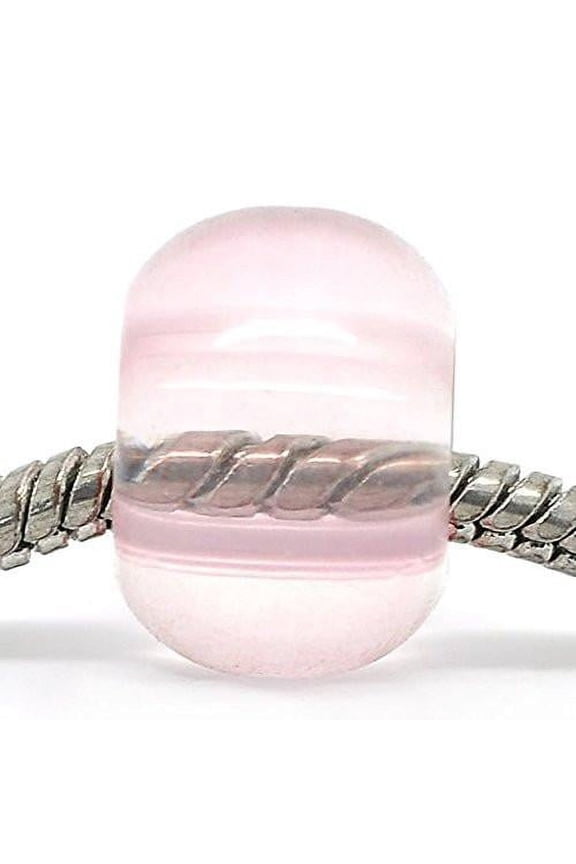 10 Clear Pink Glass Murano Charm European Bead Compatible for Most European Snake Chain Bracelet