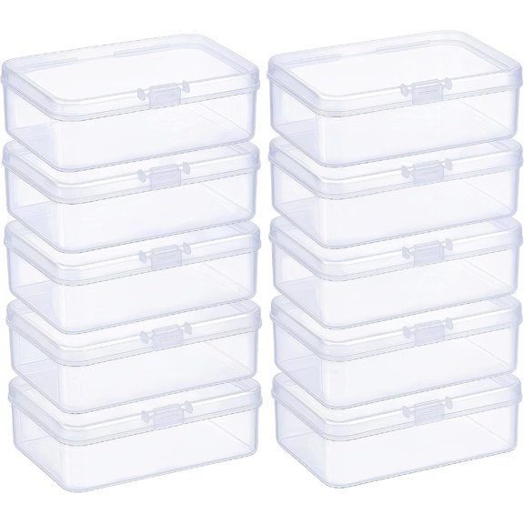 10 Clear Plastic Boxes, 4.9 x 3.4 x 1.4 in for Packing Samples