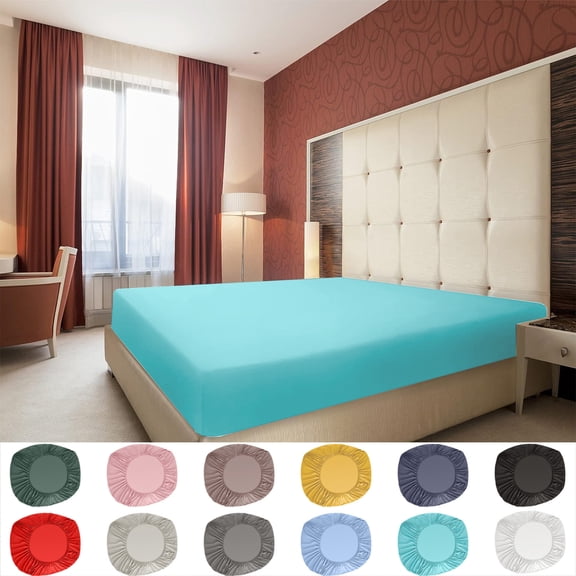 Under $10 Clearance! InsCrazy Full Size Bed Sheets,Fitted Bed Sheet Piece Non-Slip Fixed Bed Cover All-Inclusive Mattress Protection Bed Cover Soft Fiber Suitable for Sleeping Naked 54 x 75"