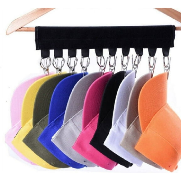 10-Clip Hanging Hat Rack Organizer for Baseball Caps Space-Efficient Closet Hat Holder, Ideal for Winter Hat & Ball Cap Storage TIKA