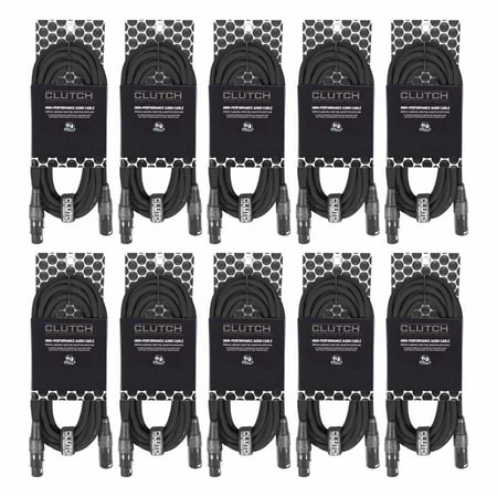 (10) Clutch 10' Sure-Fit XLR Female to XLR Male Microphone / Speaker Cables Package