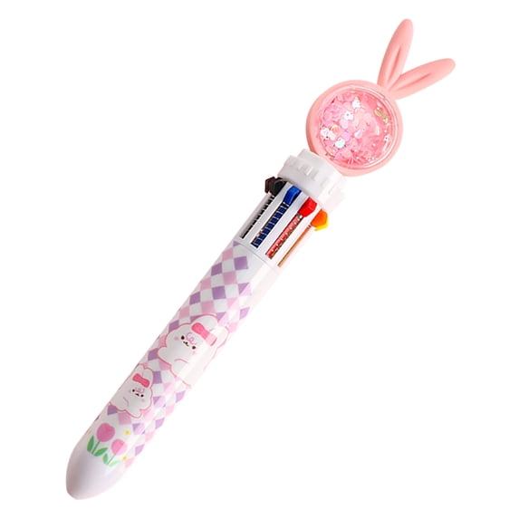 10 Color Ballpoint Pen | Multi-Color Retractable Gel Ink | Sequins Barrel, 10-in-1 Click Pen for Office, Journals, Notes | Smooth Writing, Replaceable Refill, 17.5cm
