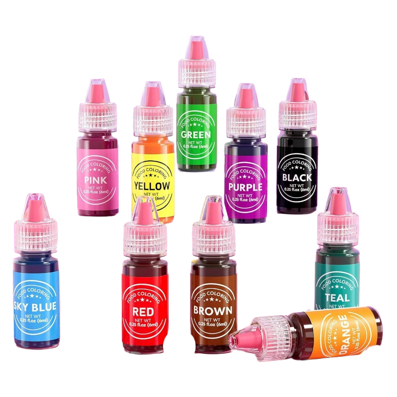10 Color Gel Baking Pigments Set - Gluten Free, 0.25 Fl Oz/Bottle ...