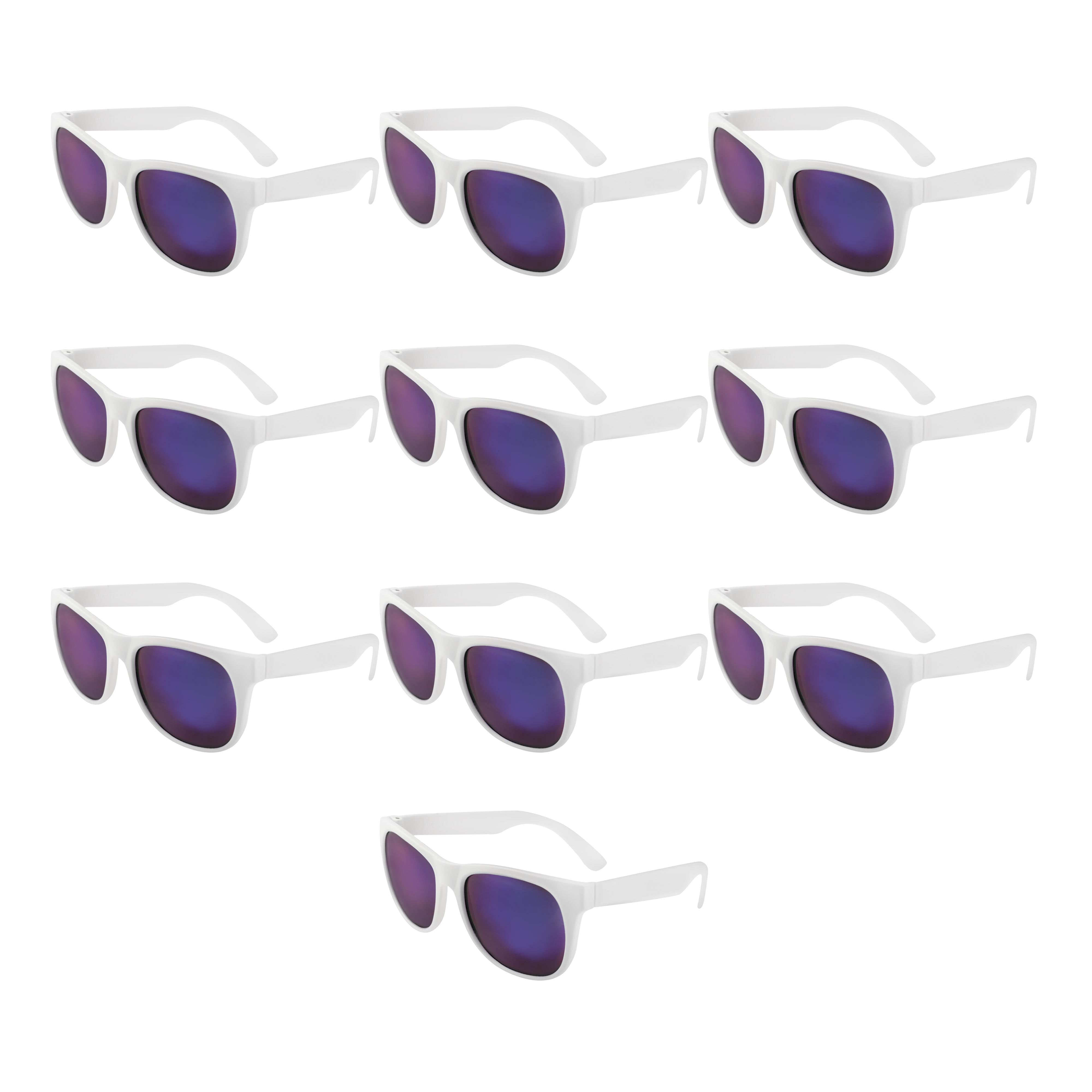 10 Color Lens Sunglasses with White Frames Pack - UV 400 