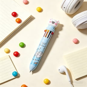 10-Color Multi-Function Ballpoint Pen Set with Retractable Click Mechanism, Fun Character Design Writing Instruments for Office, Campus, and Creative Projects - Smooth Ink Flow for Note Taking