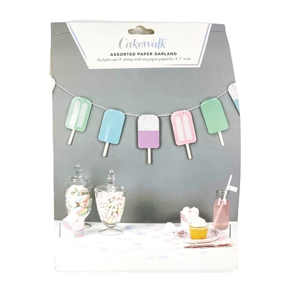 10 Colorful Ice Cream Popsicles on a Stick Party Garland Banner - 8 Feet Long