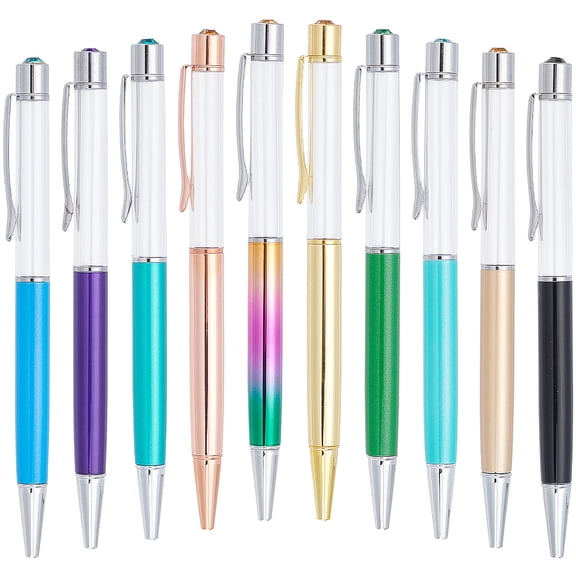 10 Colors 10PCS Empty Tube DIY Pens Marble Floating Liquid Sand Pens Glitter Metal Ballpoint Pen with Plastic for Writing