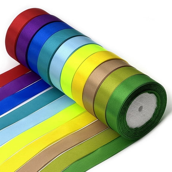 10 Colors 240 Yards Satin Ribbons,1 inch Fabric Ribbon Silk Ribbon Embellish Ribbon Rolls, Wide Ribbons Perfect for Crafts, Hair Bows, Gift Wrapping, Wedding Birthday Party Decoration