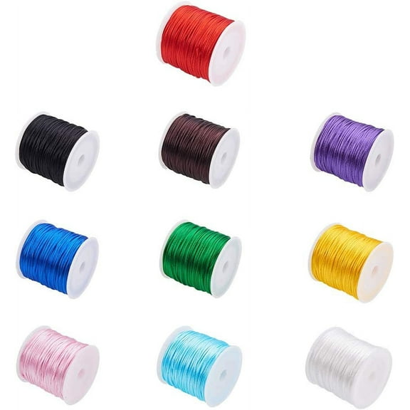 10 Colors 328 Yard Rattail Nylon Cord 1mm Chinese Knotting Cord Shamballa Macrame Thread Beading String for DIY Jewellery Making Kumihimo Friendship Bracelets Sewing diy