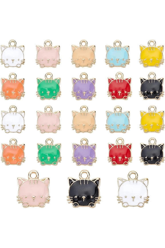 10 Colors Cat Charms 60pcs Animal Enamel Pendants Cute Lovely Pet Cat Pendants for DIY Bracelet Necklace Earring Jewelry Craft Making diy