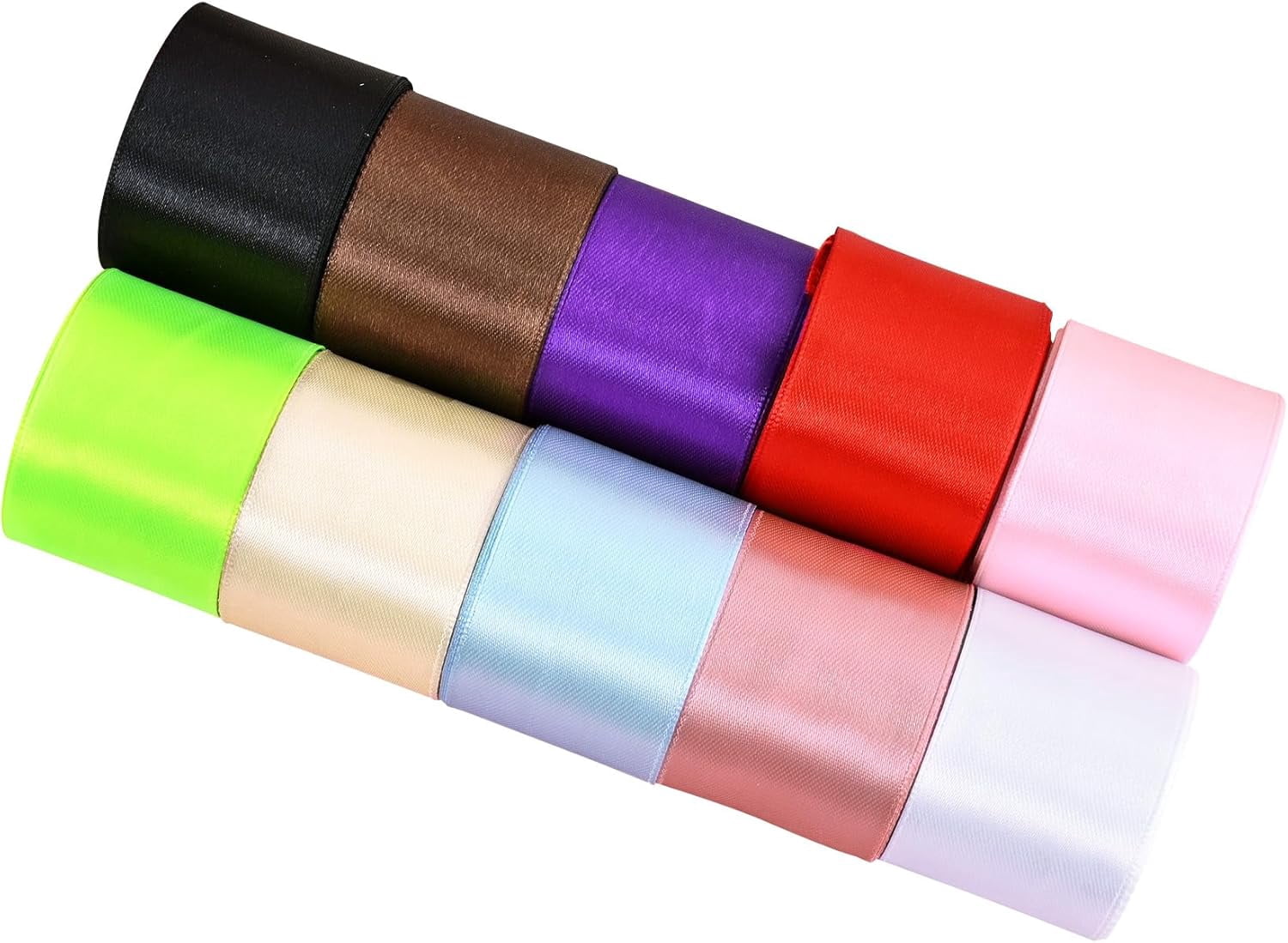 10 Colors Double Face Satin Ribbon 1-1/2 Inch X 5 Yards for Wrapping Gift Package Christmas Decoration Hair Bows Floral Bouquetsa and Wedding Party