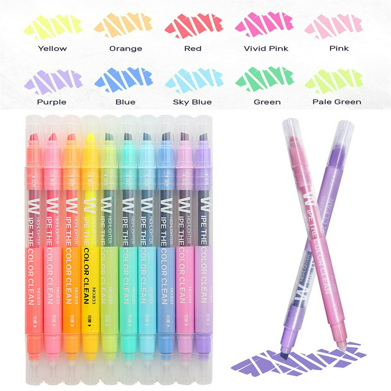 10 Colors Double Head Erasable Highlighter Pen Marker Pastel Liquid Chalk  Fluorescent Pencil Drawing Stationery