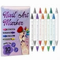 thumbnail image 1 of 10 Colors Dual-Tip Nail Art Pens Set, 3D Nail Polish Pens Quick-Drying Acrylic Paint Markers, Nail Point Graffiti Dotting Pen Drawing Painting Liner Brush for DIY Nail Art Beauty Adorn Manicure Tools, 1 of 9
