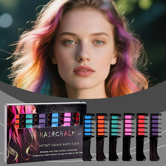 10 Colors Festive Hair Chalk Combs for Temporary Hair Color, Washable Hair Color for Girls and Teens, 6g x 10pcs Hair Chalk Set for Parties and Holidays, Safe Hair Dye for Fun Styles