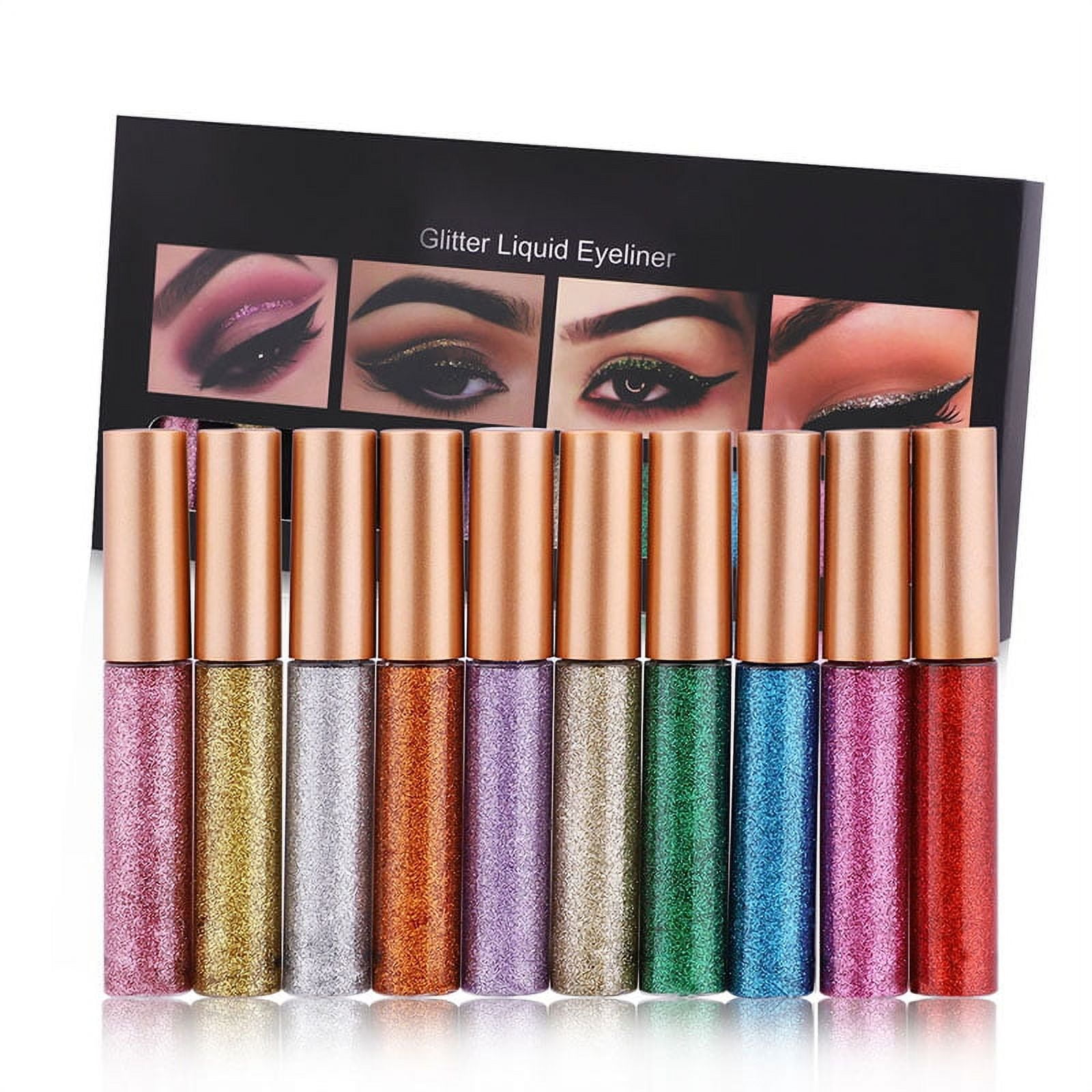 10 Colors Glitter Liquid Eyeliner Waterproof Shimmer High Pigmented