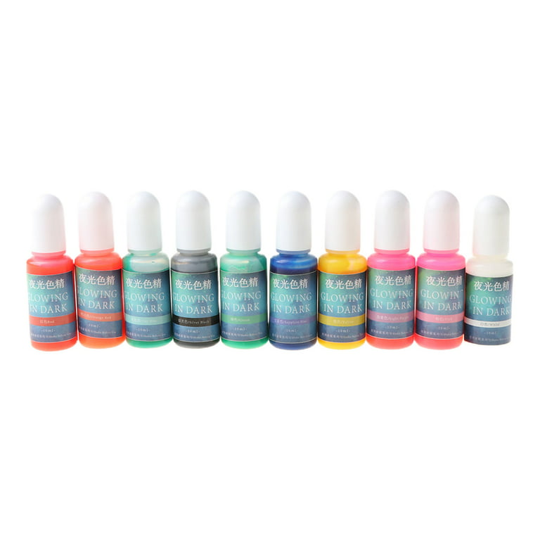 10 Colors Glowing in Dark Epoxy Resin Pigment Kit Luminous Colorant Liquid Resin  Dye Jewelry Making 