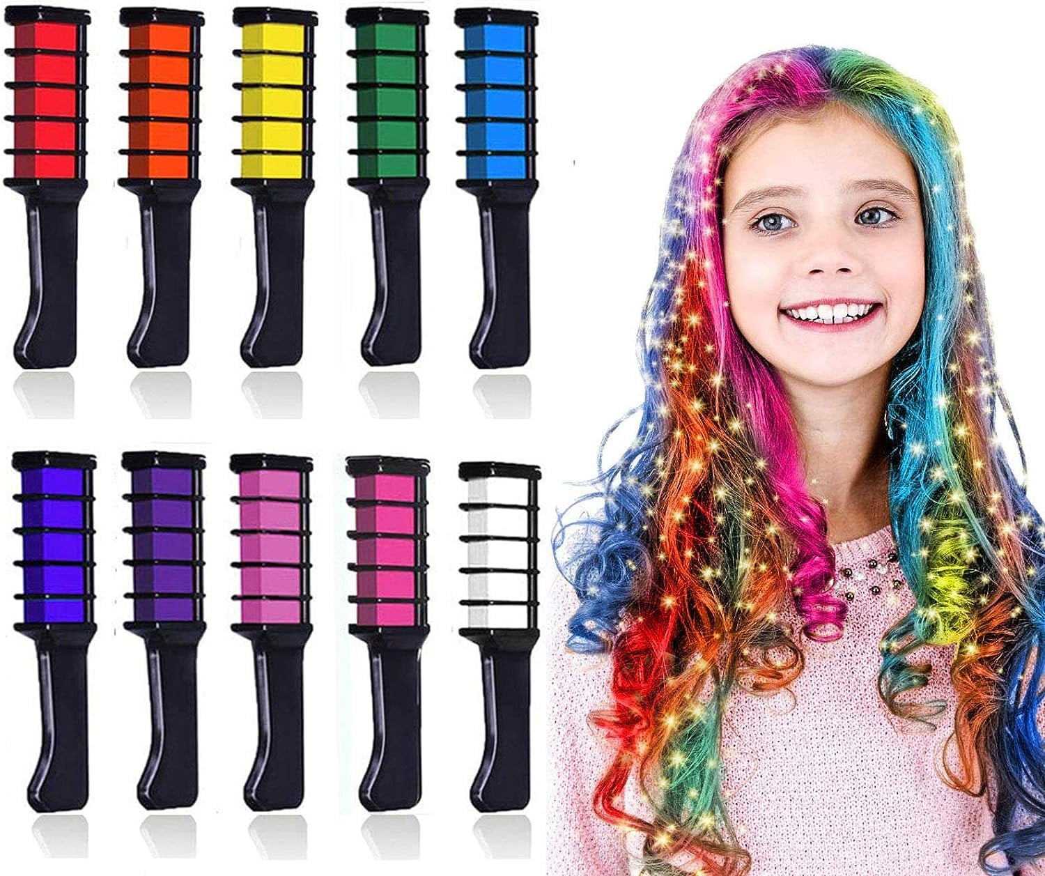 10 Colors Hair Chalk for Girls Kids Gift, Temporary Bright Hair Color