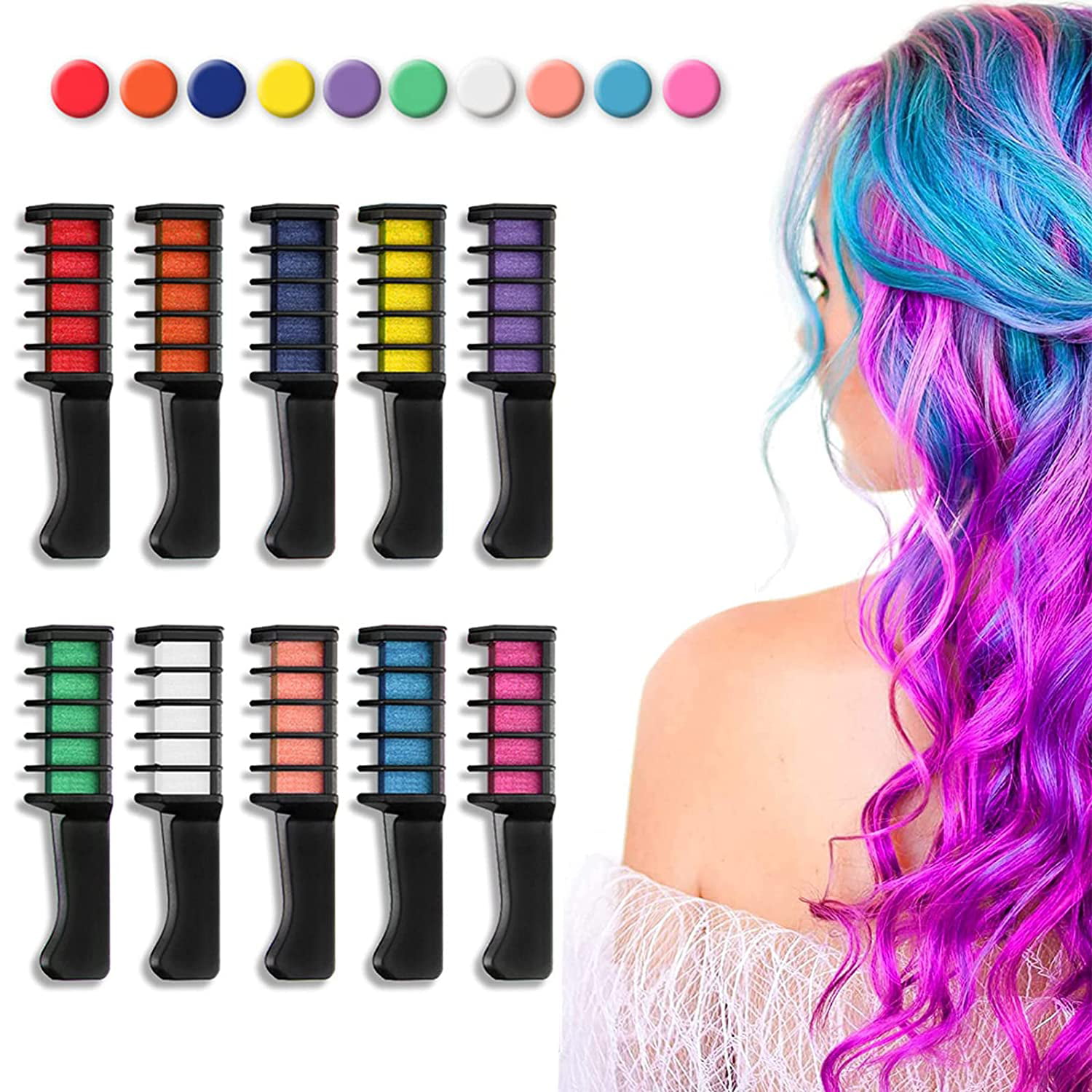 Hair Chalk for Kids Birthday Gift,Temporary Bright Hair Chalk Comb Set, Presents for Girls of Ages 4 5 6 7 8 9 10+ Washable Color, for Kids Hair