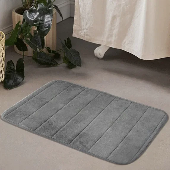 10 Colors Home Bath Mat Super Absorbent Bathroom Carpets Rugs Soft Memory Foam Floor Bedroom Toilet Floor Shower Rug Decor (Grey,40x60x1cm)