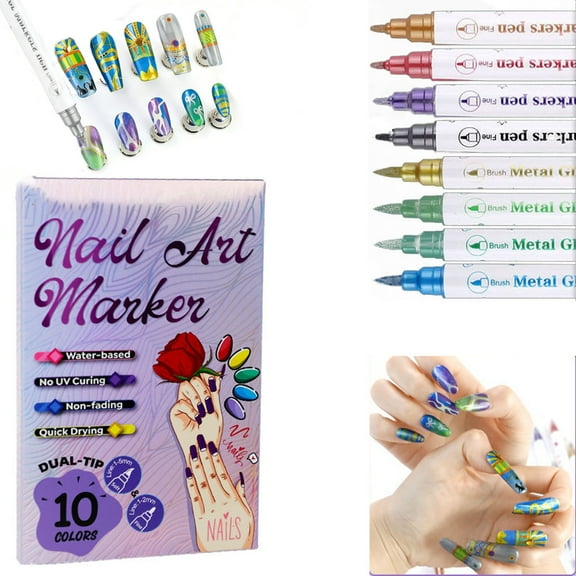 10 Colors Nail Art Pens Set, 2026 New Nail Art Markers Polish Pen for 3D Nail Art, Nail Art Tools for Dotting Drawing Painting Point Liner DIY