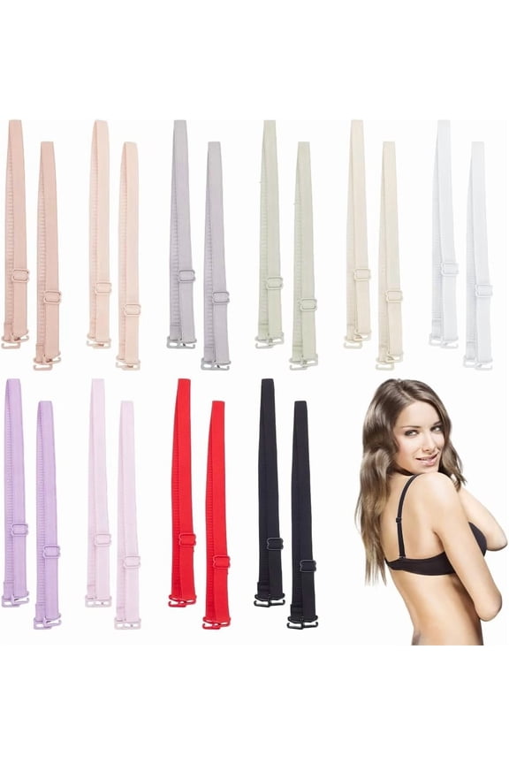 10 Colors Polyester Non-slip Bra Straps Elastic Adjustable Bra Strap Holder with Hooks Mixed Color 40x1x0.3cm 2pairs/color