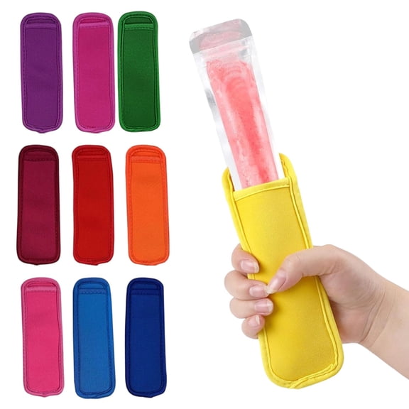 10 Colors Popsicle Sleeves, Durable Popsicle Bags Stretch Neoprene Popsicle Holder Reusable Washable Ice Pop Sleeves Anti-Freezing No Drip Freeze Pop Holders for Frozen Treats Men Women Summer Party