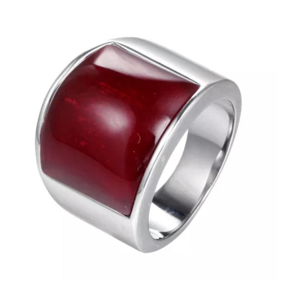10 Colors Rhinestone Stainless Steel Men 18MM Silver Band Wedding Ring Size 7-12