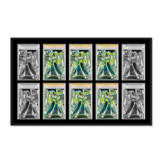 10 Comic Book Frame Black Collage Comic Book Frame with Black Mat to Display 10 Graded Comic Books
