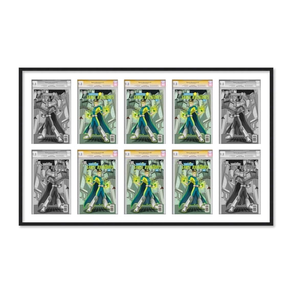 10 Comic Book Frame Black Collage Comic Book Frame with White Mat to Display 10 Graded Comic Books